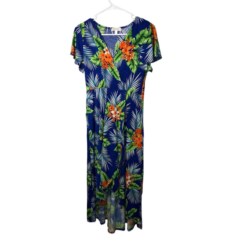 Hailey & Co Tropical Floral V-Neck Floral Maxi Dress Size M
